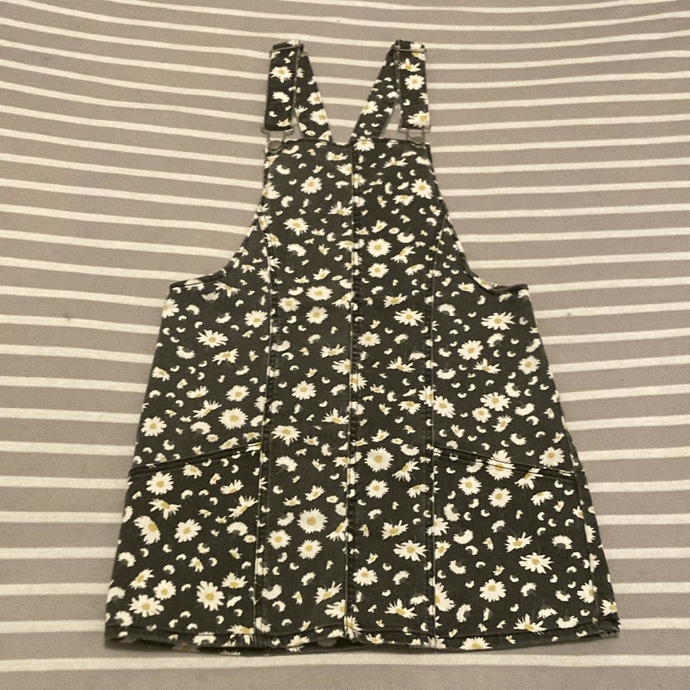 Black Denim Daisy Overall Dress